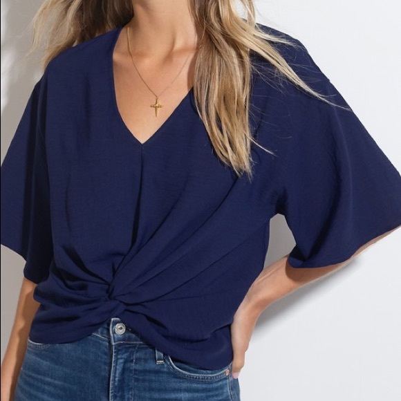 Navy blue twist front blouse - Picture 2 of 3